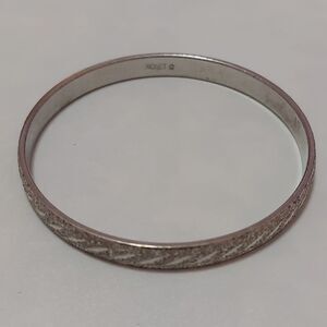 Monet Silver Tone Frosted and Slivered Finished Bangle Bracelet
